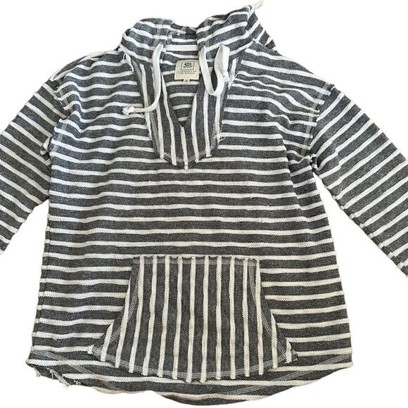 Rip curl ~ Lightweight Grey/Off white striped pull over hoodie ~ size Medium - Picture 12 of 12